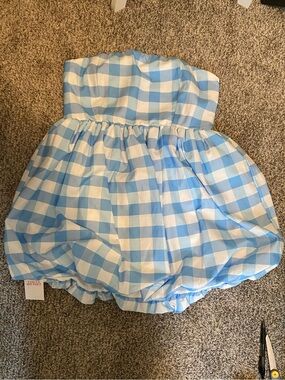 Women’s Blue and White Gingham Bubble Dress Size XL NWT